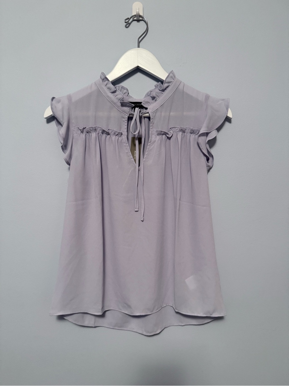 J. Crew Lavender Ruffle Tie-Neck Blouse